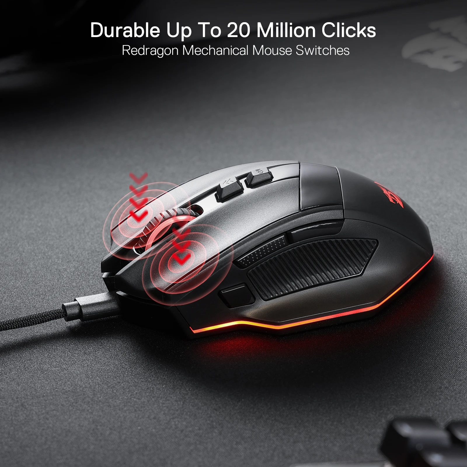 Imagem -06 - Wired Rgb Gaming Mouse 4d Dual Mode Scroll Wheel Mouse Gamer Ergonômico Óptico Max 16000dpi Alto Suporte Redragon-m813