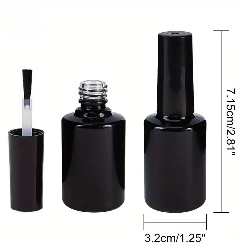 5/10 Stuks Zwarte Nagellak Flessen 15 Ml Lege Hervulbare Nagel Gel Polish Containers Met Borstel Cap Makeup gereedschap Nail Accessoires