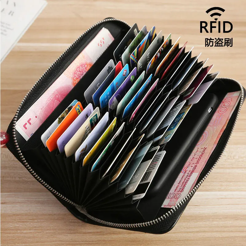 女性固体長財布レディースレザークラッチ女性電話マネーバッグコインジッパー財布 Rfid カードホルダーハンドバッグ大容量