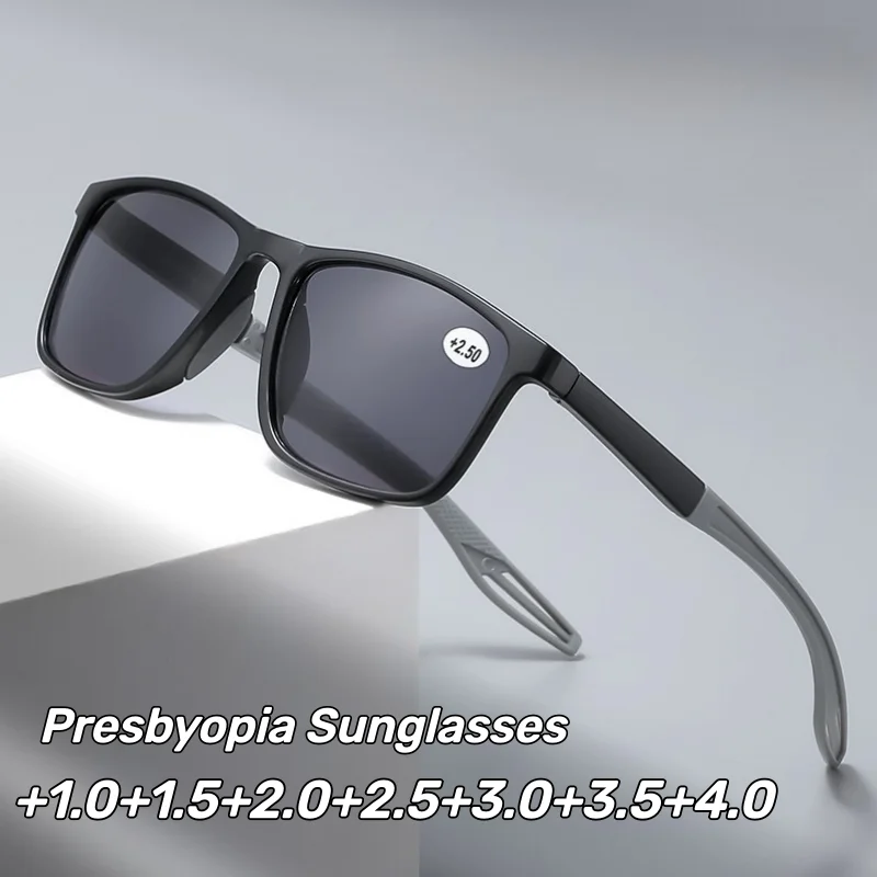 

Unisex UV-Protective Presbyopia Glasses Stylish Square-Frame Blue Light Blocking Sun Reading Glasses with Plus Diopters