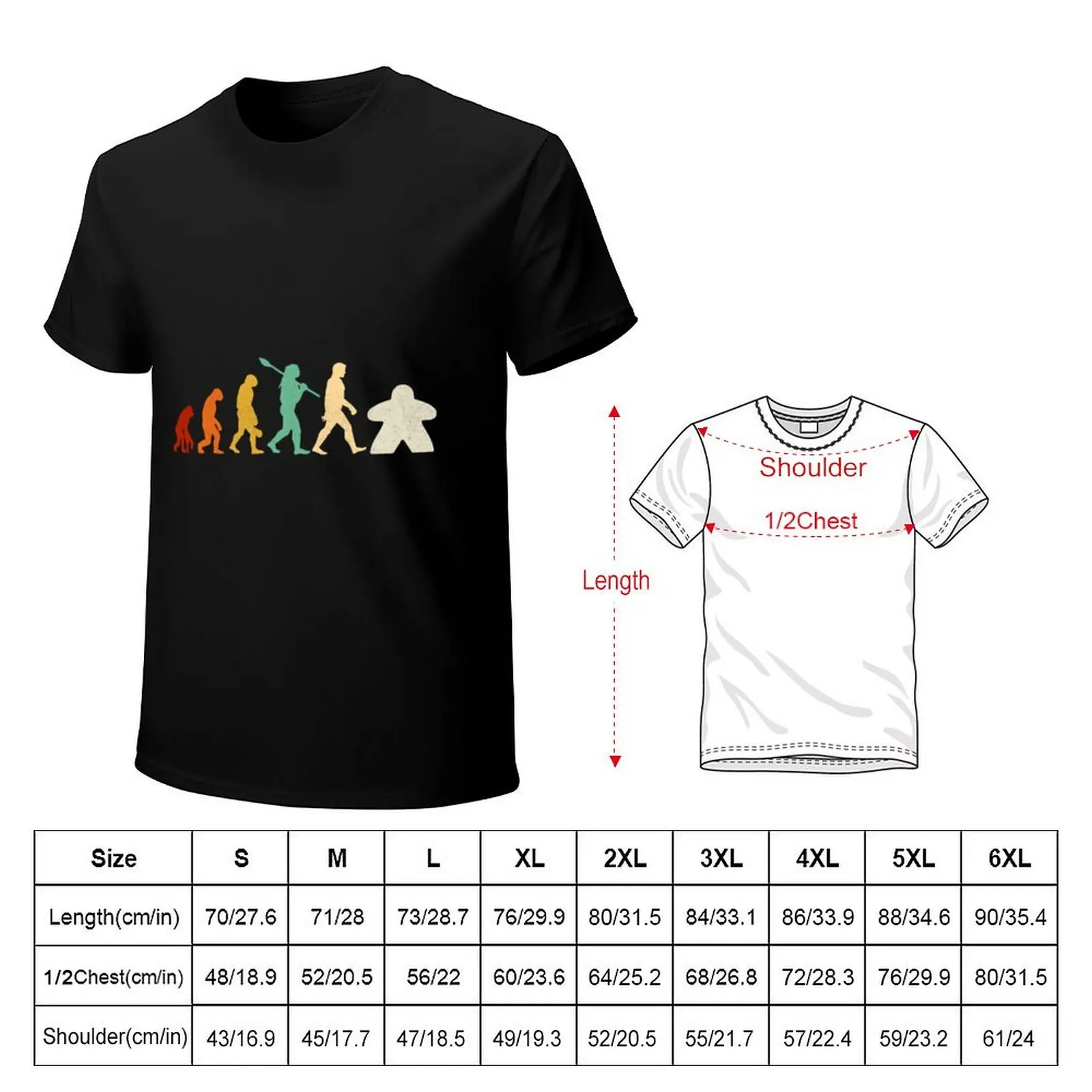 Meeple Evolution T-Shirt Trendy Print Short Sleeve T-Shirt