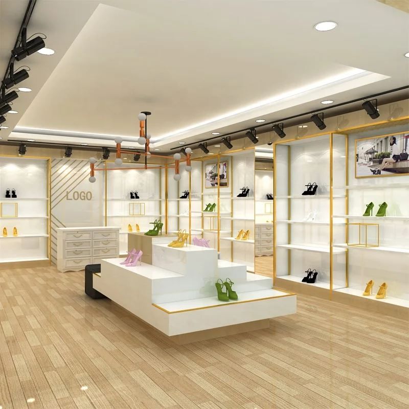 2025 personalizado. Tienda de zapatos de alta gama, decoración, muebles, venta al por menor, estantes para tienda de zapatos, tienda de zapatos profesional, diseño de interiores