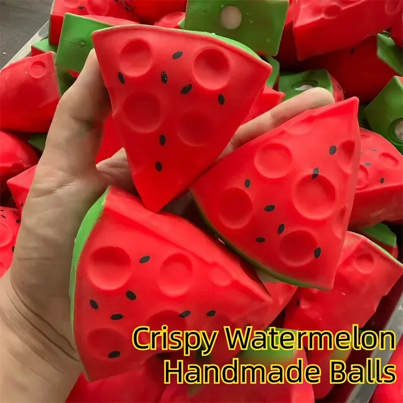 Crispy Watermelon Squeeze Ball Handmade Block Filling Stress Relief Crunchy Sound Squeeze For Adult ASMR Sensory Watermelon Ball