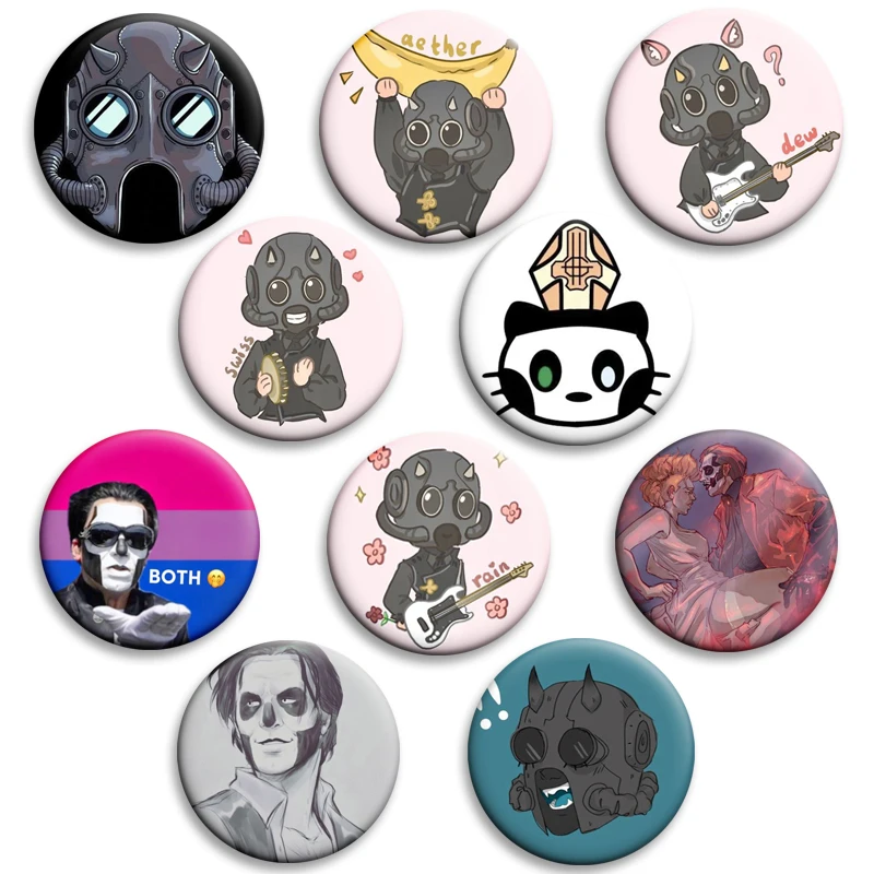 Classic Rock Band Cartoon Ghost Button Pin Retro Music Band Fanart Brooch Creative Badge for Collar Backpack Hat Decoration Gift