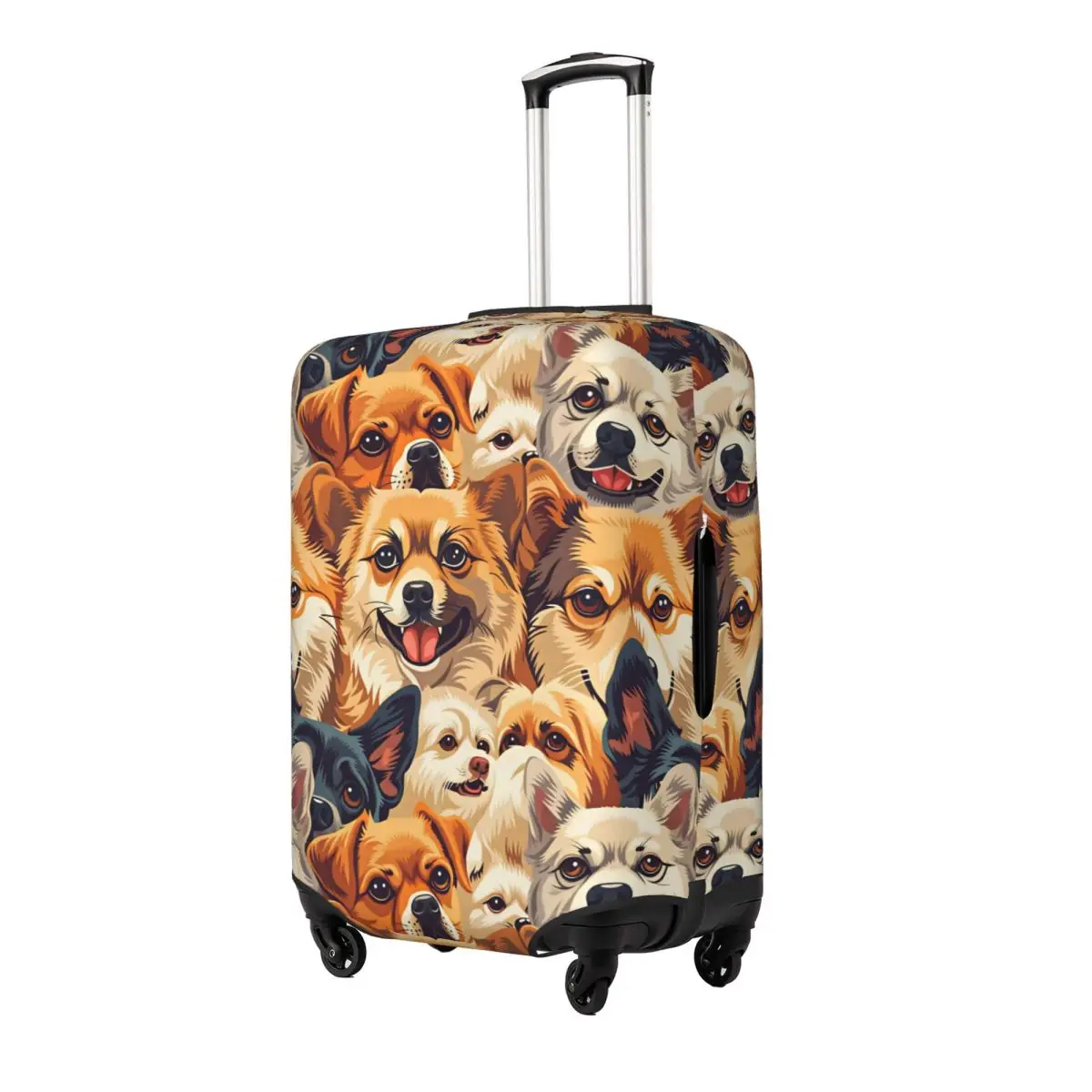 Flat Vector Cute Chihuahua And Small Dogs Suitcase Cover Holiday Travel Elastic Luggage Accesories Protector