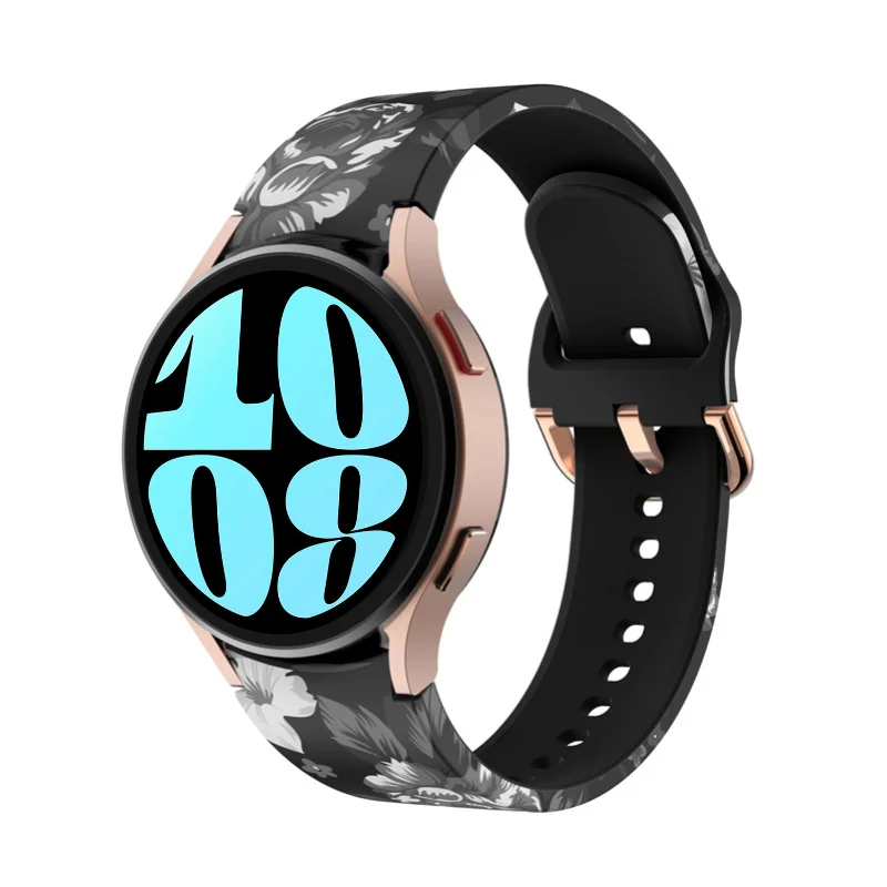 Printed silicone strap For Samsung Galaxy watch 6 5 4 40mm 44mm 45mm watch replacement band For Watch 6 4 Classic 43mm 47mm 46mm