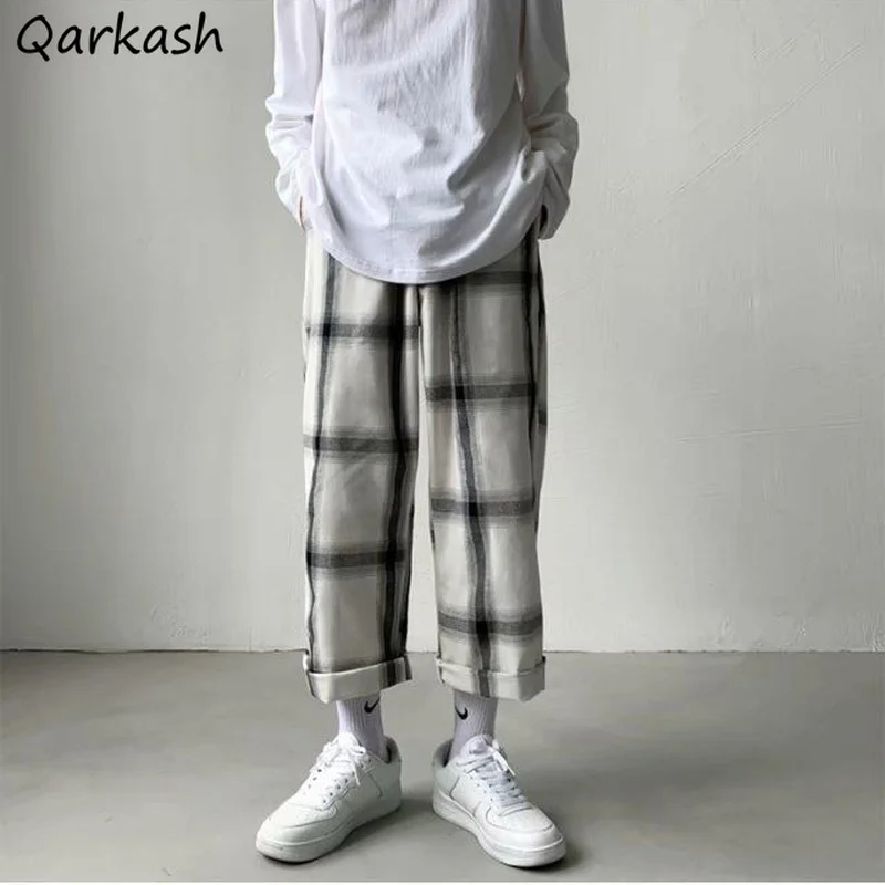 

Women Casual Pants Plaid Japanese Style Classical Wide-leg Trousers Leisure Simple All-match Unisex Empire Femme Pantalones Ins