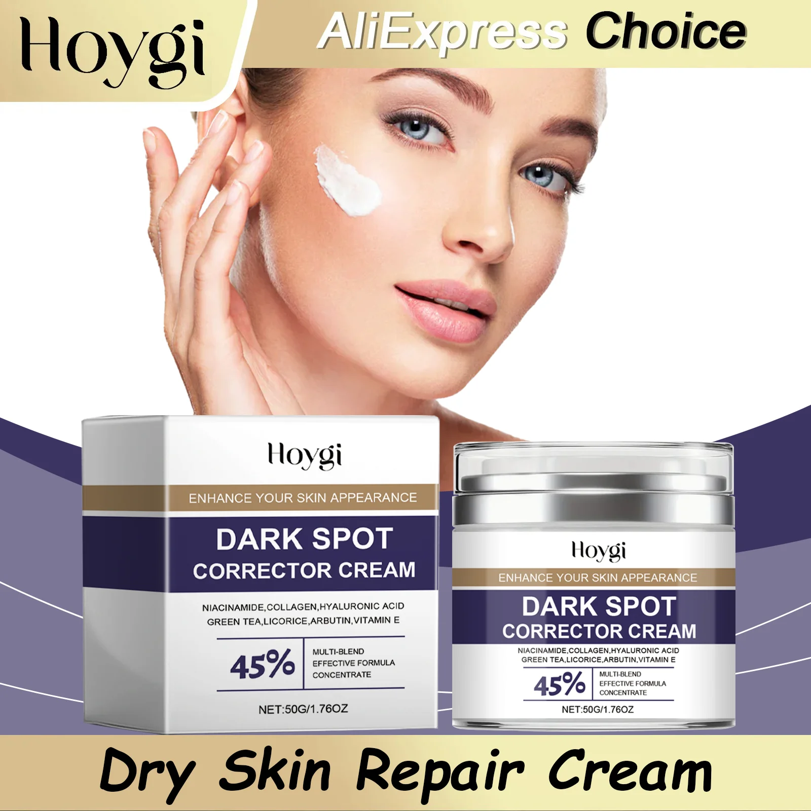Crema Hidratante HOYGI, Promueve la Elasticidad de la Piel, Antienvejecimiento, Reafirmante, Lifting, Atenúa las Líneas Finas, Blanqueadora, Nutritiva