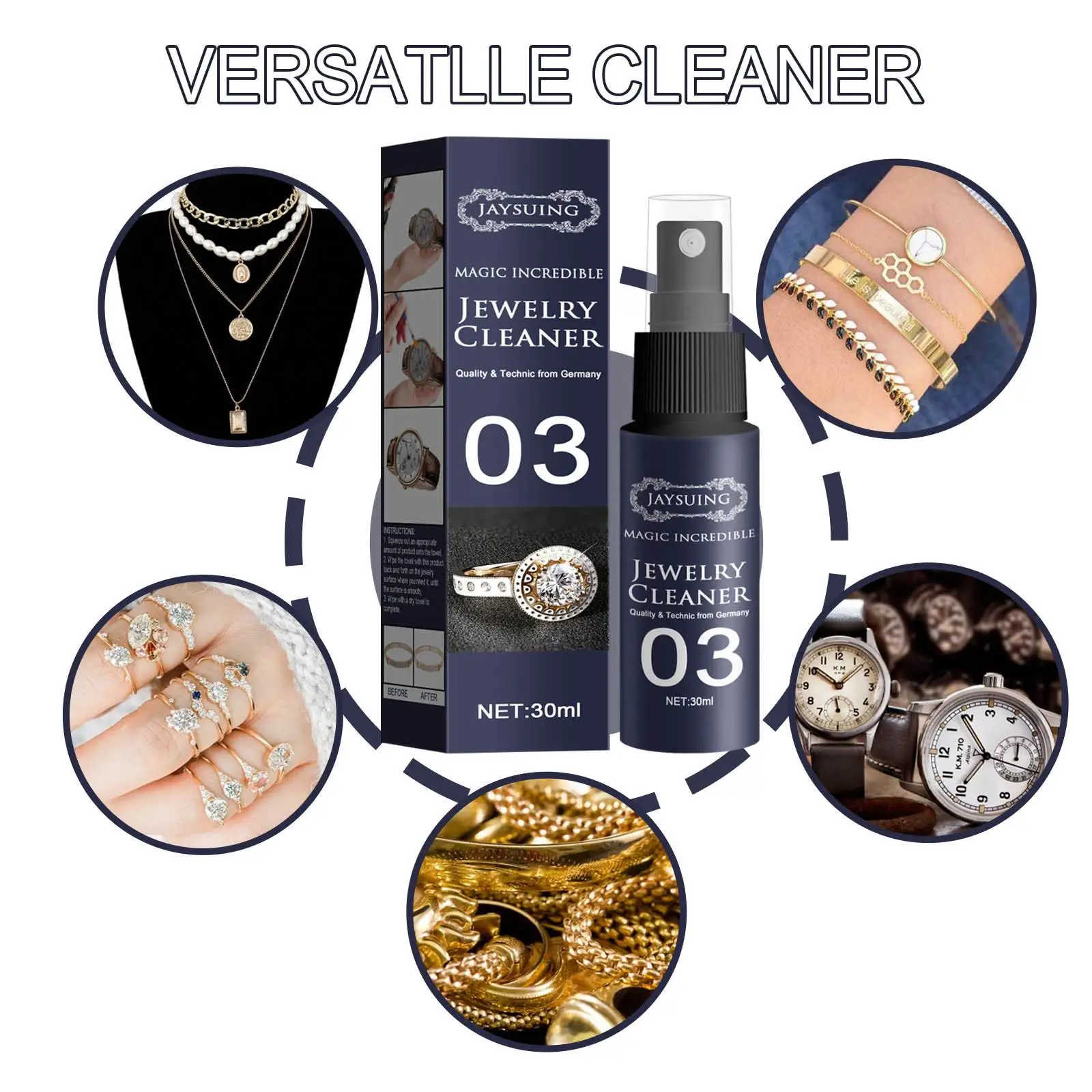 New Jewelry Cleaner Deep Quickly Clean Daily Build Up From Smudges And Ash Removal Cleaner Liquid For Gold Silver Platinum