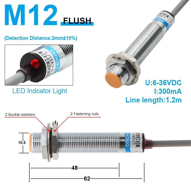 

OMCH LJ12A3-2-Z/BX M12 NPN NO Proximity Sensor