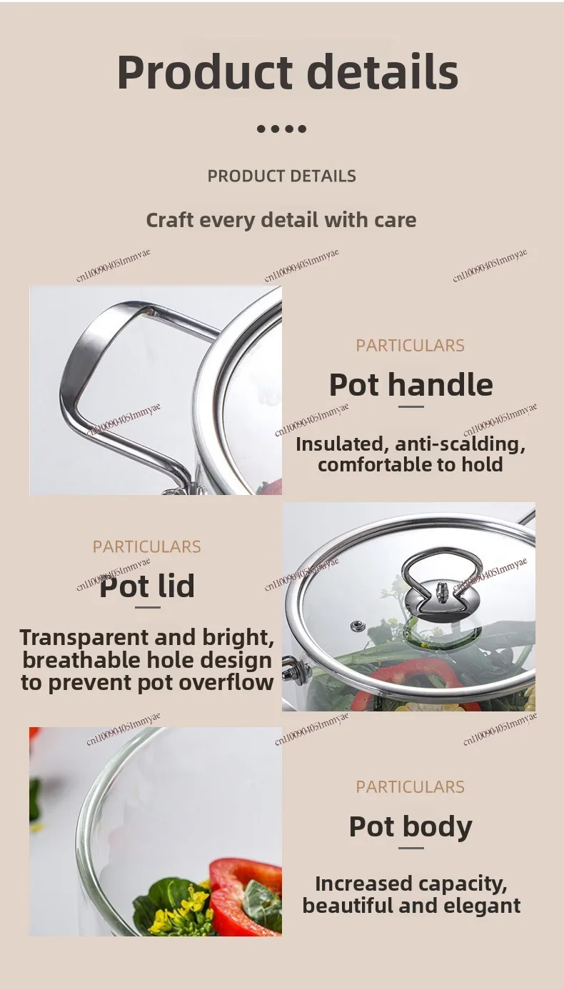 Household Transparent Small Cooking Pot Gas Open Flame High Temperature Resistant Soup Health Pot