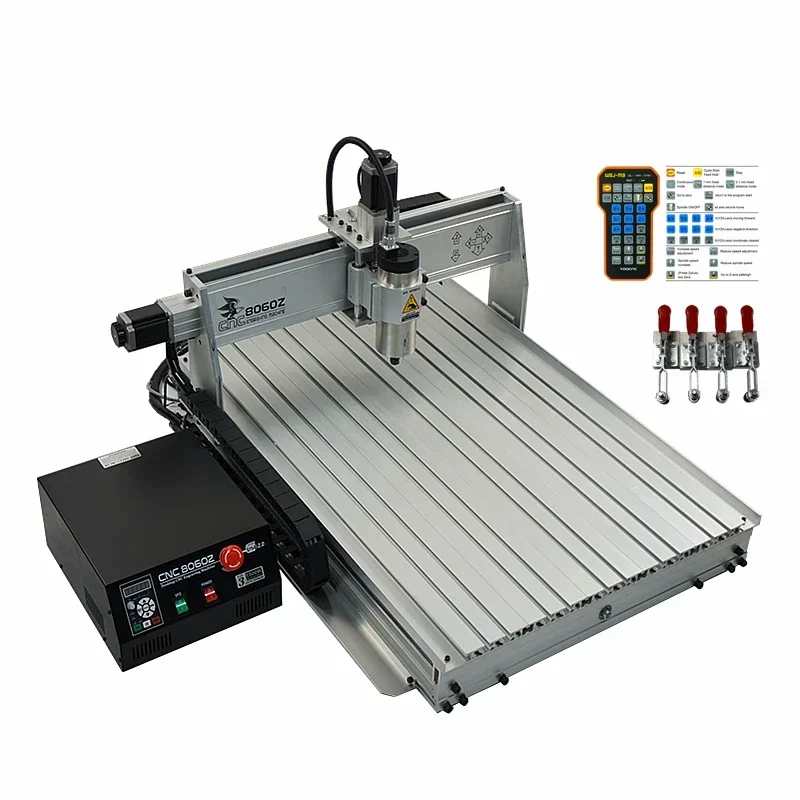 1500W 4 Axis CNC Router 8060 3Axis USB Port DIY Wood Milling Machine PCB PVC Acrylic Metal Carving Engraver with Limit Switch