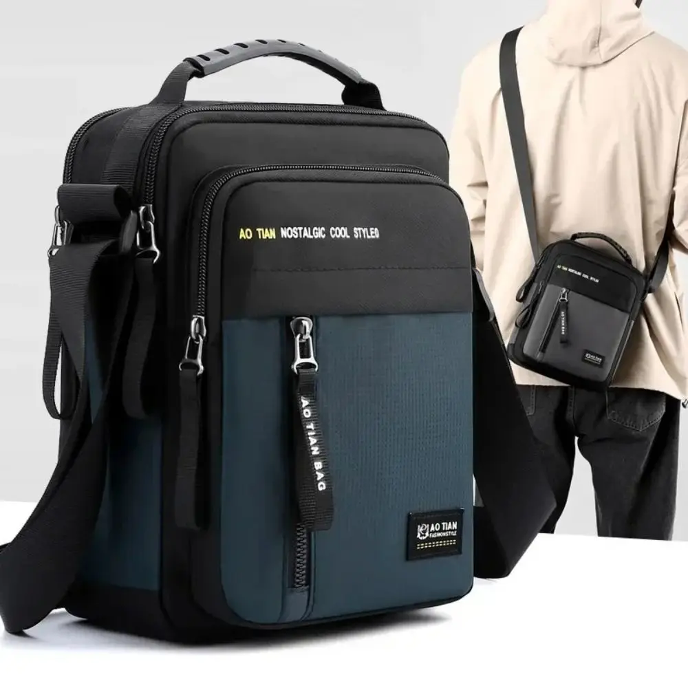 Tas bahu kapasitas besar portabel warna Solid Oxford tas kurir bisnis tas tangan pria