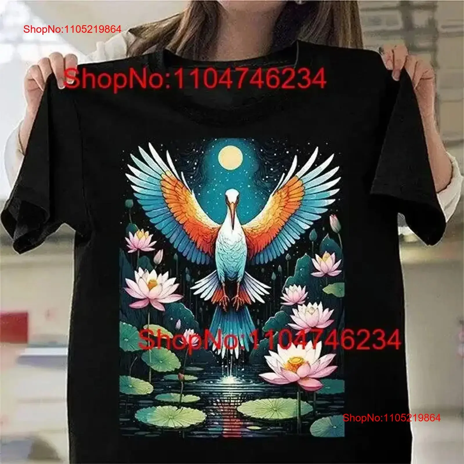 

Cool Beautiful Ibis Bird Water Lilies Lily T Shirt Idea for Birdwatcher vintage Washed Top Everyday Wear graphic Casual Stylish