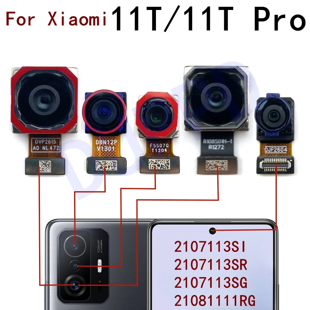 Front Rear Camera For Xiaomi Mi 11T Pro 11Tpro Front Selfie Facing Back Main Macro Depth Camera Flex Cable Parts