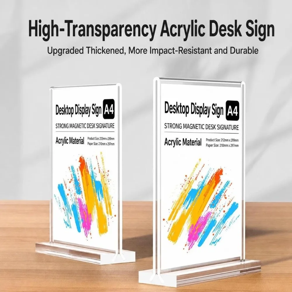 A4/A5/A6 Desk Display Stand Double Side Clear Acrylic Price Label Display Rack Transparent Menu Stand Holder Restaurant