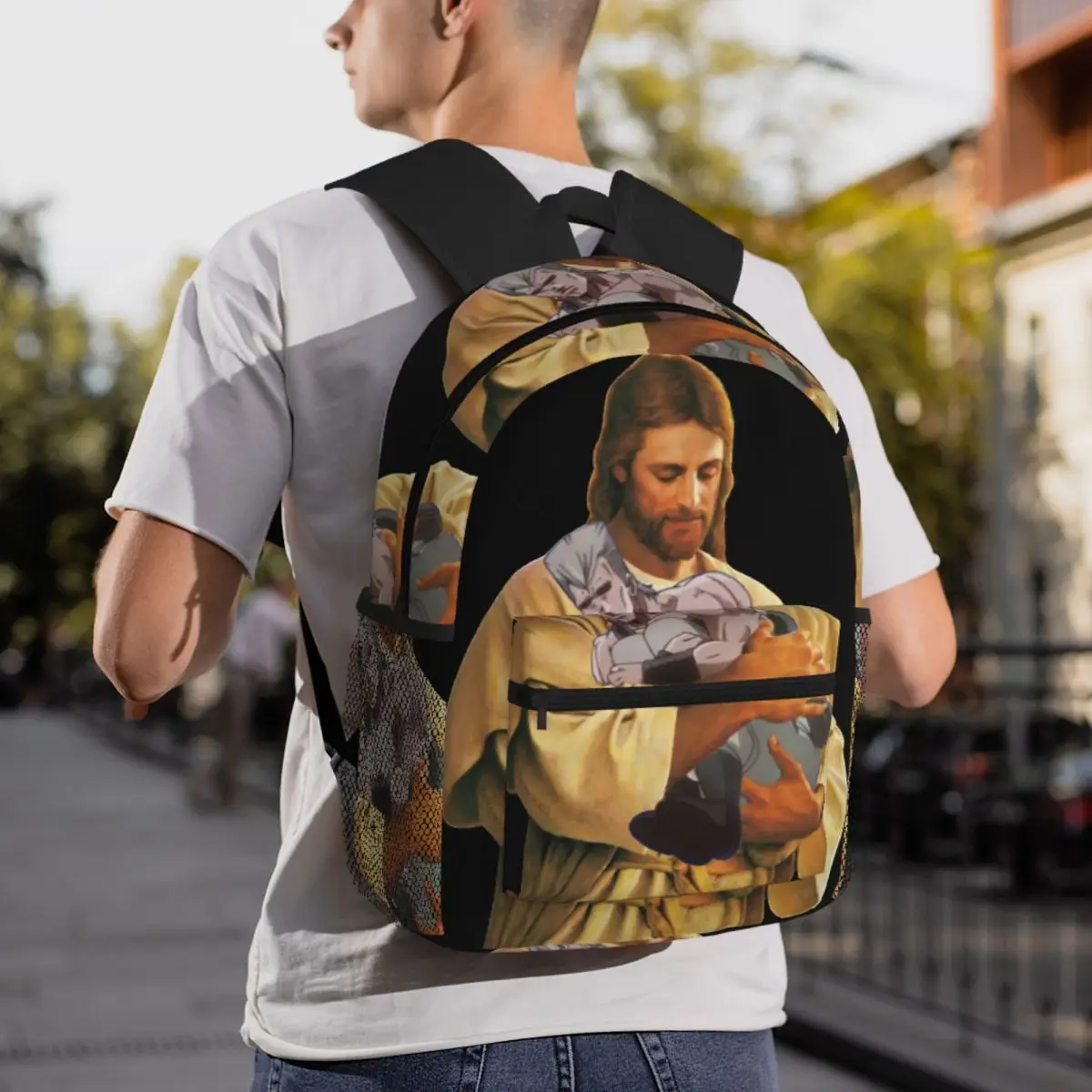 Jojos Bizarre Adventure Polnareff Jesus Backpack Student BookBag Kids School Bag Laptop Shoulder Bags for Men Women