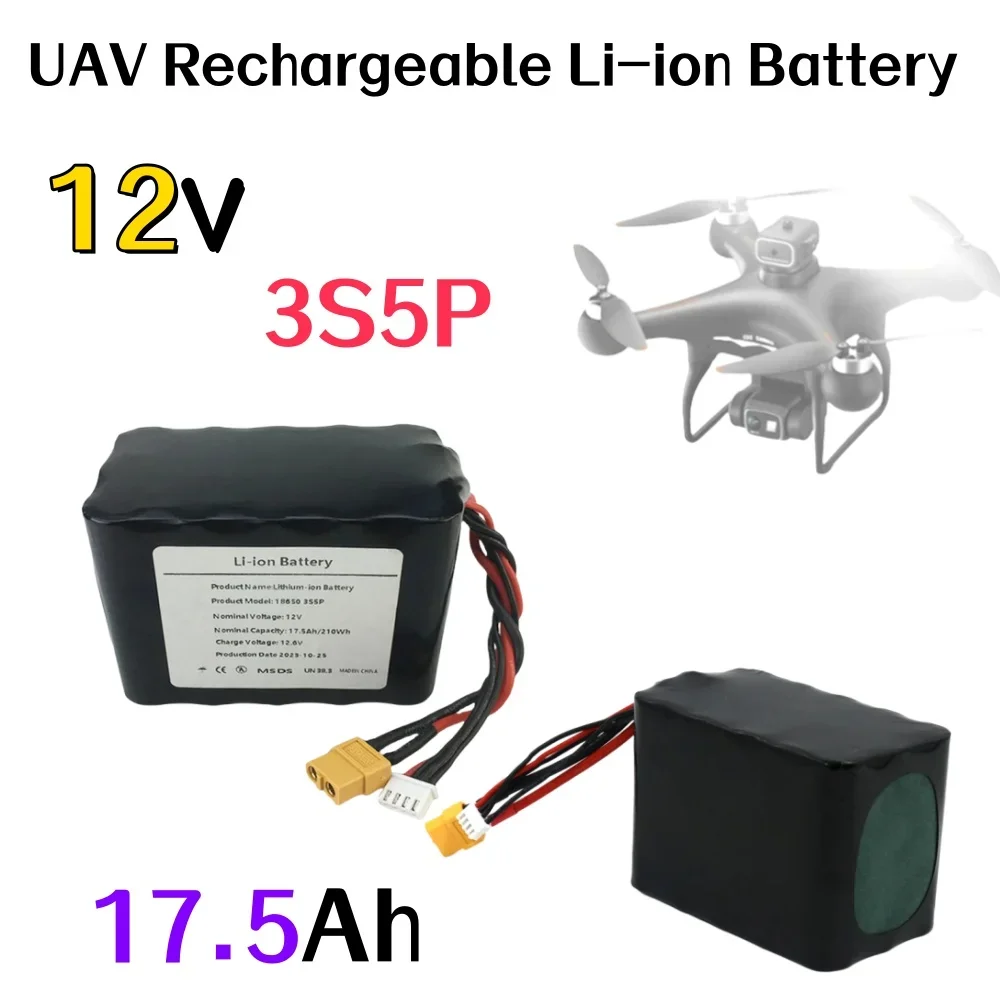 

3S5P 12V 17.5Ah 12.6V High Capacity UAV Rechargeable Li-ion Battery for Various RC Airplane Quadrotor XH2.54-4P XT60