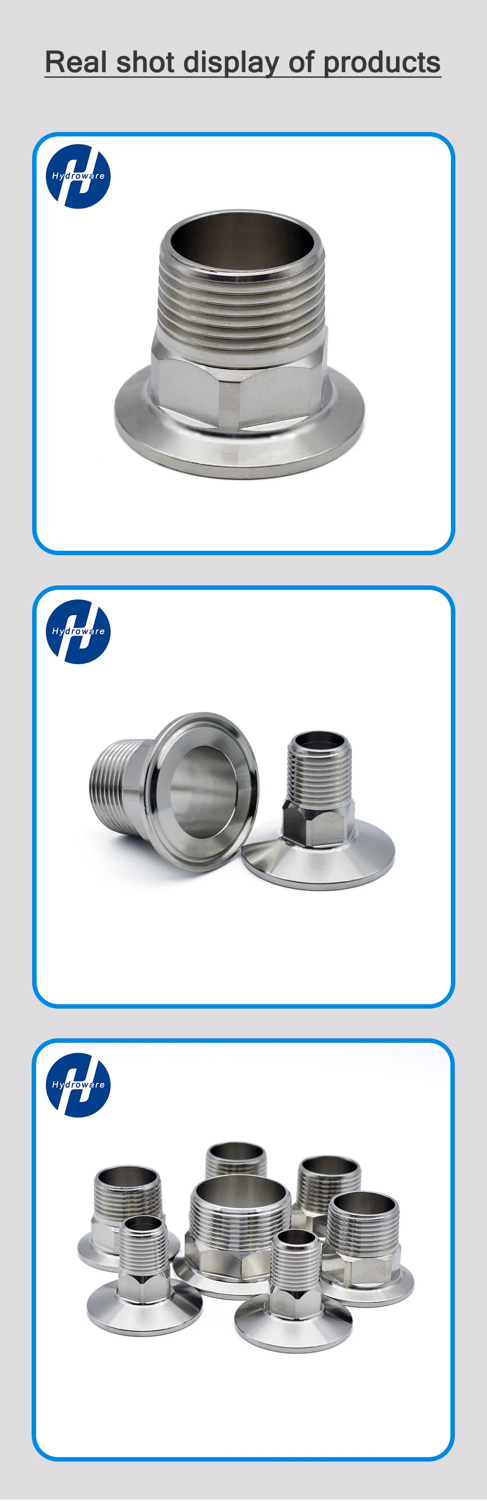 1/2 "3/4" 1 "1-1/4" 1-1/2 "2" ss304/1/4 Edelstahl Sanitär Sechs kant Außengewinde bspt Kragen beschlag für Tri-Clamp – Detail 3