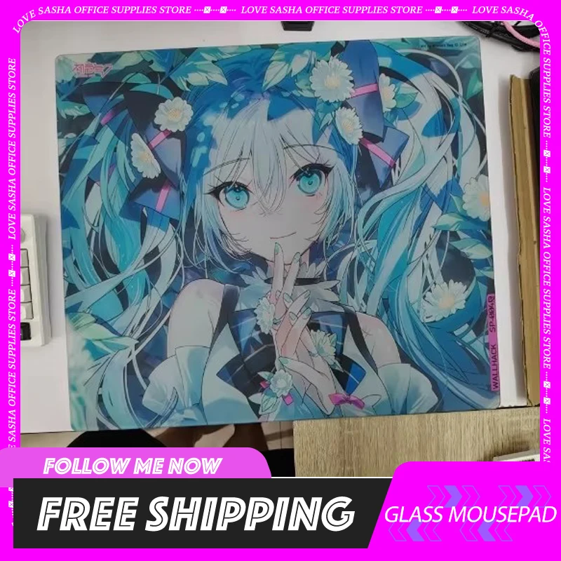 Wallhack Glass Mouse Pad Miku Coated Full Coverage Primer 490x430mm Mousepad Gaming Large Desk Mat Limited Edition Custom Gifts