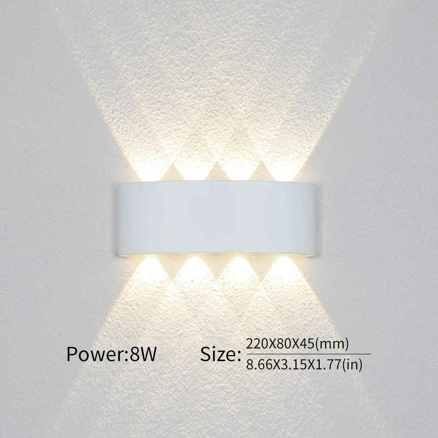NONE LED-Wandleuchte für den Außenbereich, 2 W, 4 W, 6 W, 8 W, 10 W, AC85–265 V, nach oben und unten, weiß, schwarz, modernes Licht für Zuhause, Garten, Schlafzimmer, Flur 3