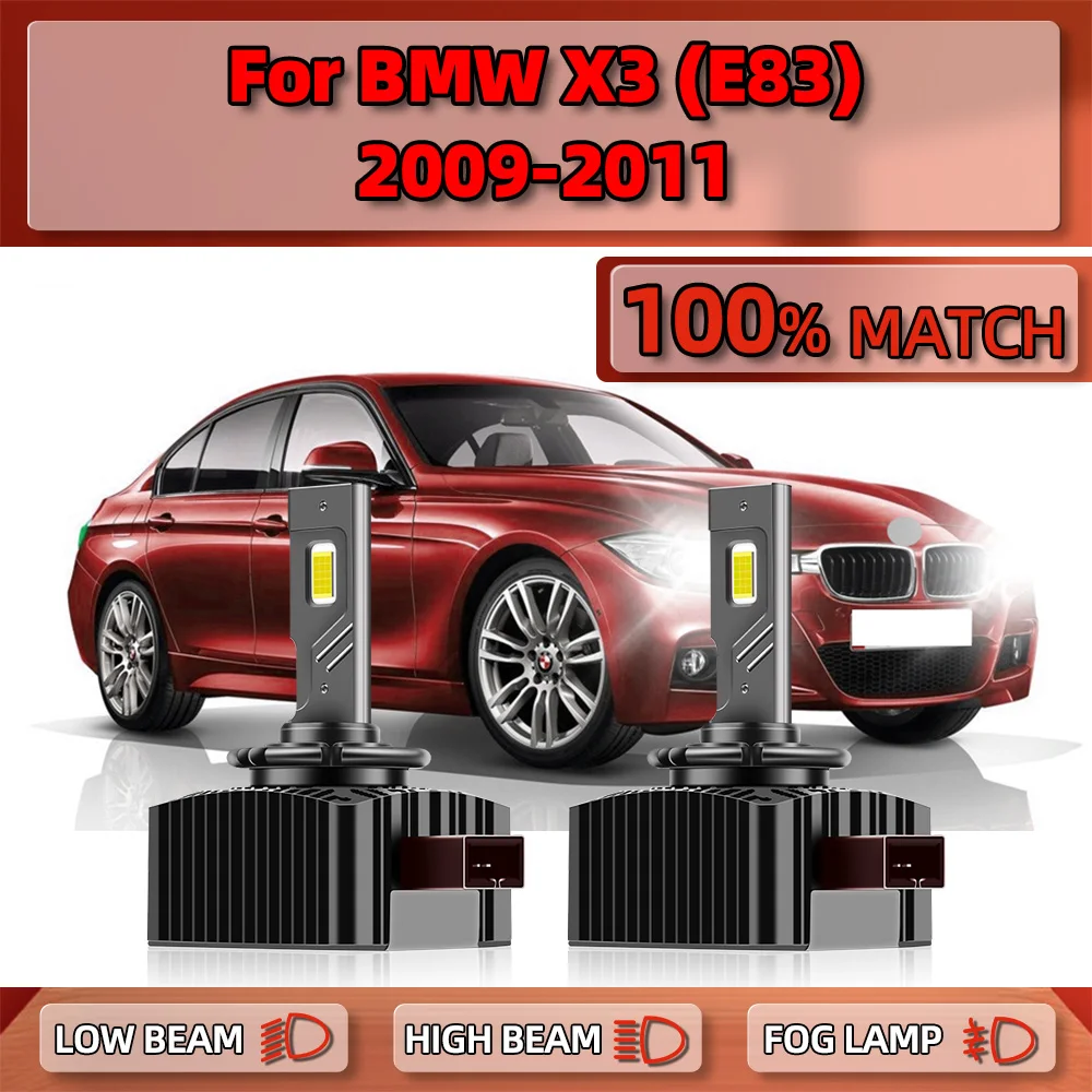 12V D1S Canbus LED Headlights Bulbs 29000LM Super Bright Auto HID Xenon Lights 12V 6000K For BMW X3 (E83) 2009 2010 2011