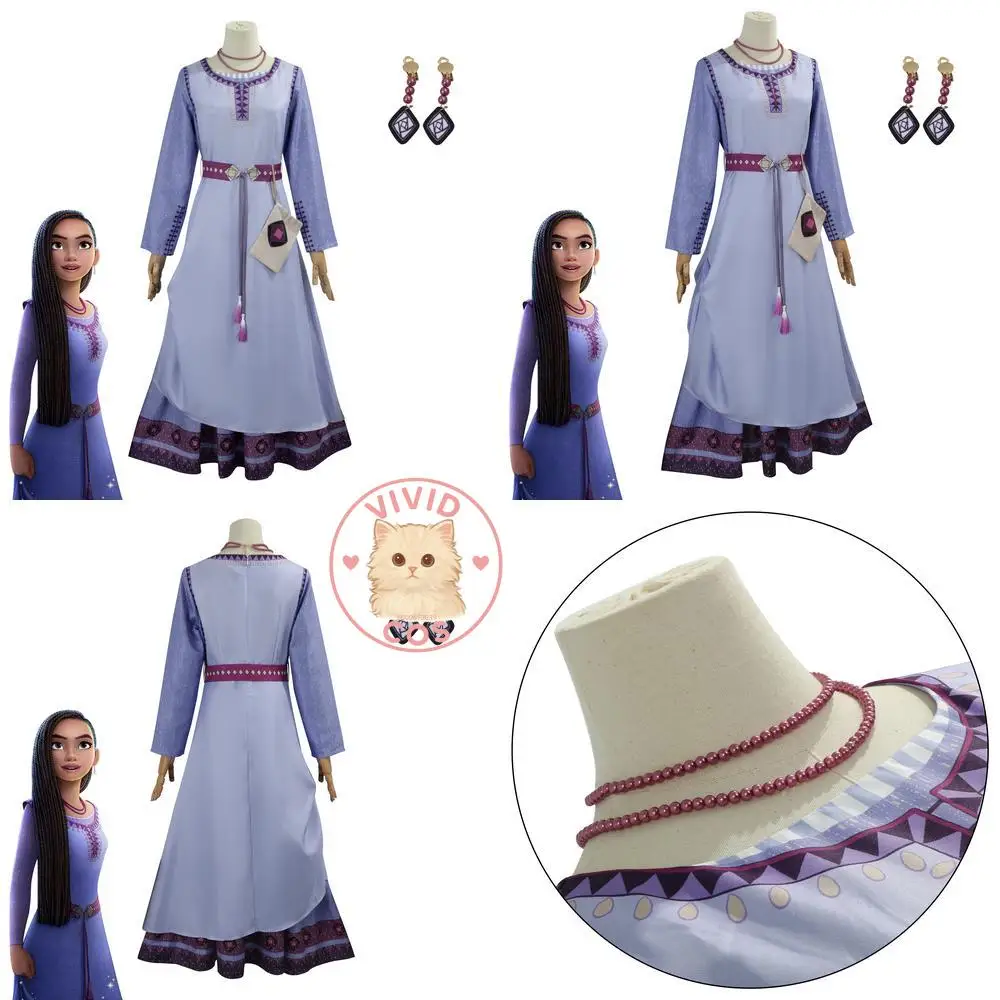 

Popular Movie and TV Character Cosplay Costume Anime Princess Asha Stage Performance Fashion Role Play Dress for Women Wig Comic