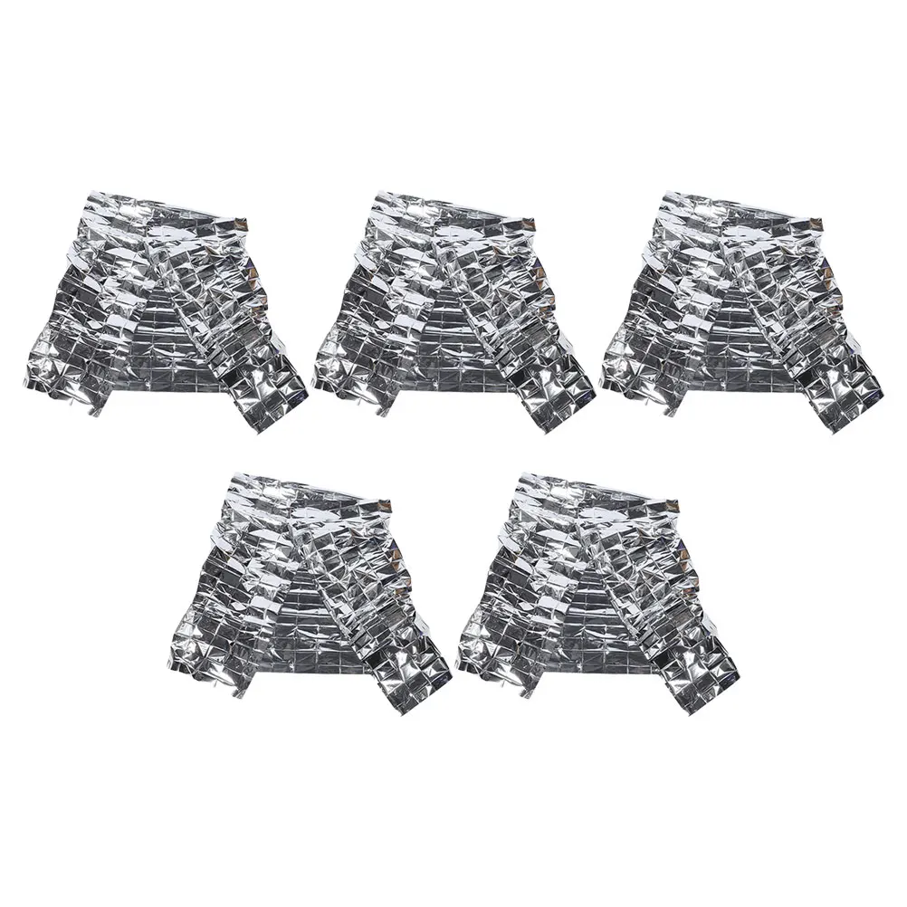

5 Pcs Emergency Blankets Survival Gear For Outdoor Camping First Aid Lightweight Foldable Thermal Blankets