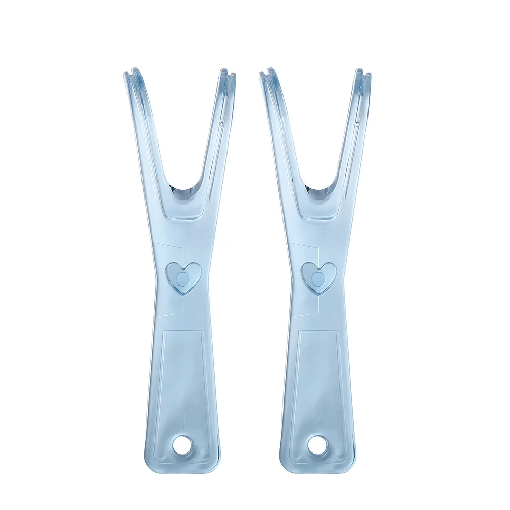 2 pçs suporte de fio dental confortável substituível fio dental palhetas de plástico chaves flosser threaders