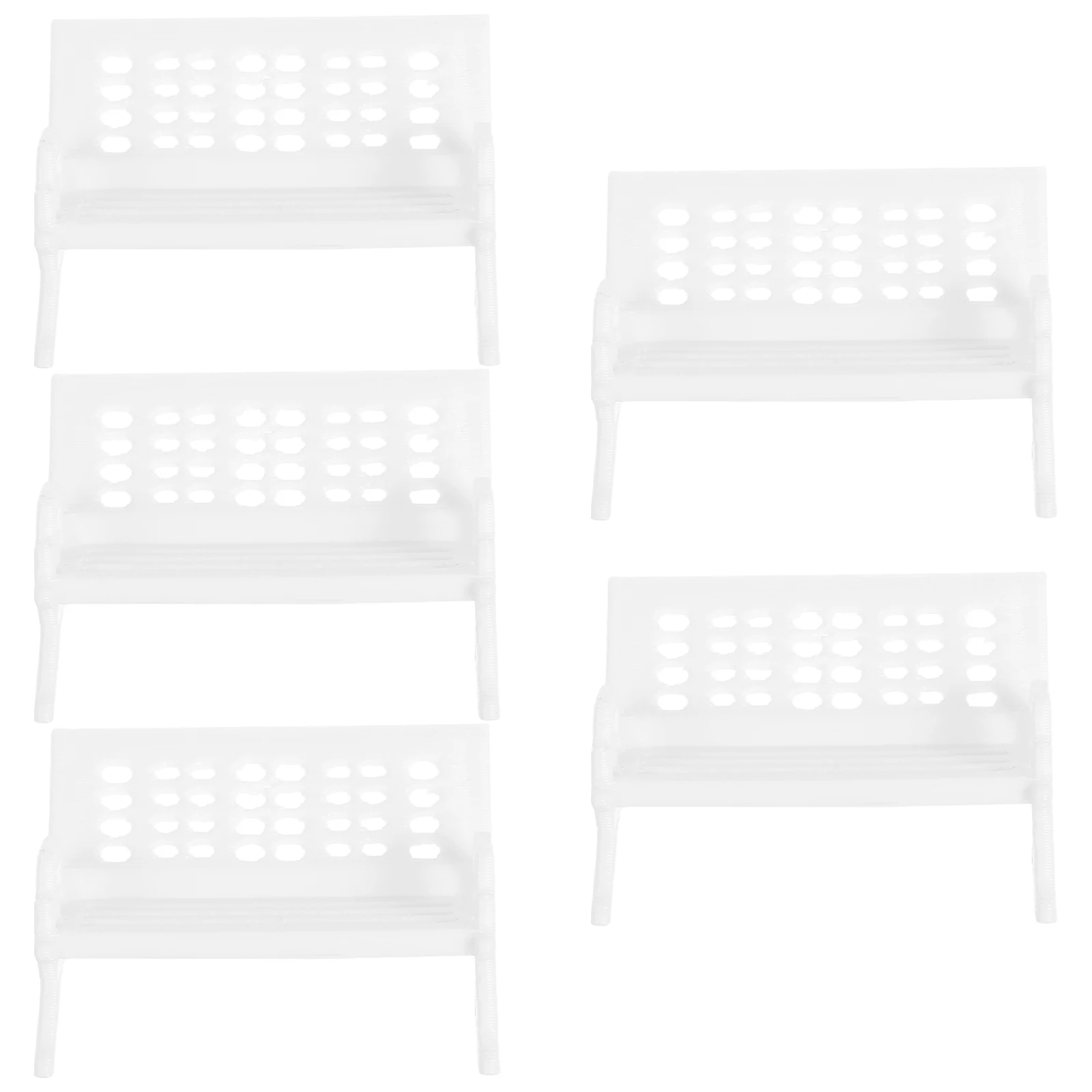 5 szt. Mini Plastikowe Krzesła do Domku dla Lalek Ławka Parkowa Realistyczny Design Lekkie Małe Meble w Skali do Miniaturowych Modeli