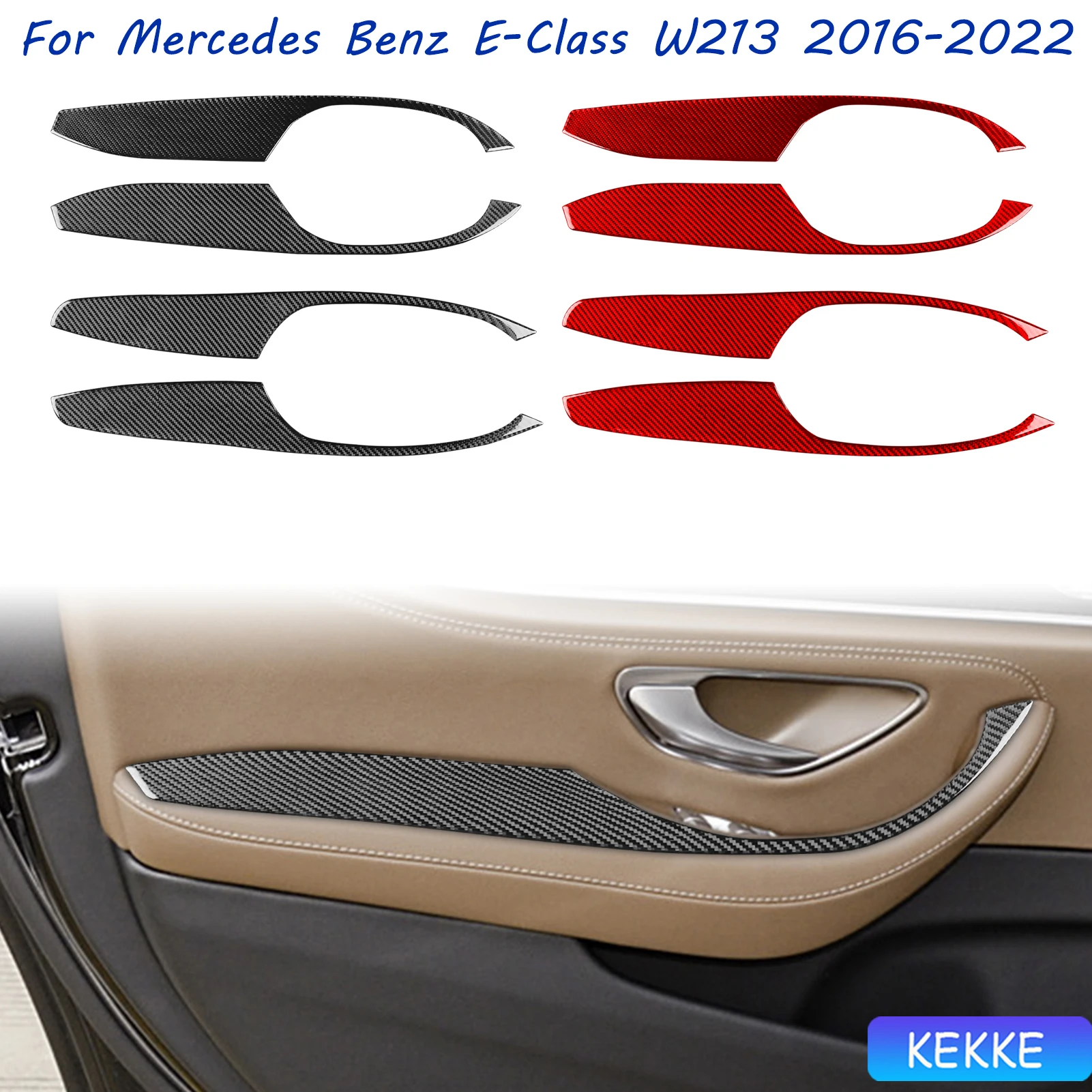 

For Mercedes Benz E-Class W213 2016-2022 Interior Door Armrest Real Carbon Fiber Sticker Car Interior Accessories