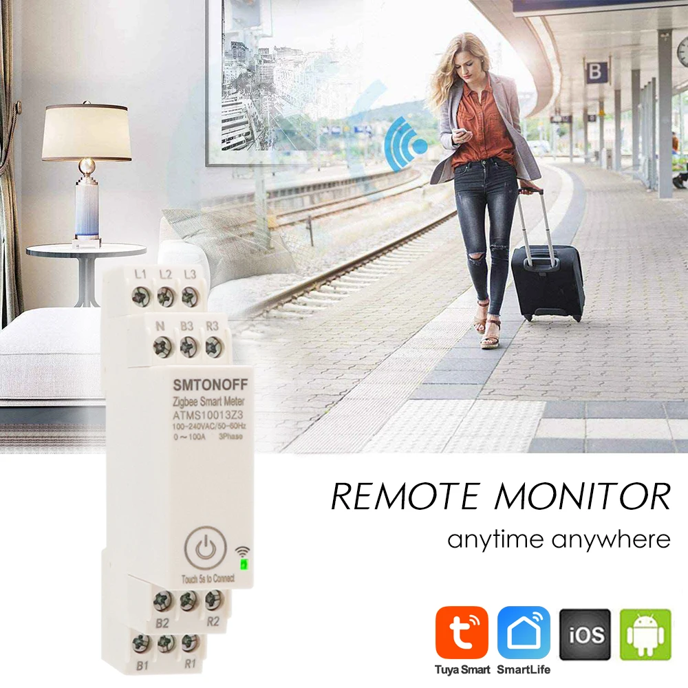 Zigbee Tuya Dreiphasiger 100A Smart Energy Power Monitor mit Externem Stromwandler CT 380V /415V 50Hz 60Hz – Detail 8