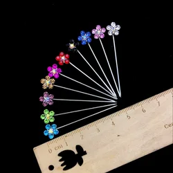 30pcs Set Crystal Rhinestone Flower Hijab Pins For Women Scarves Muslim Jewelry Accessories Brooches Clips Mixed Color Wholesale