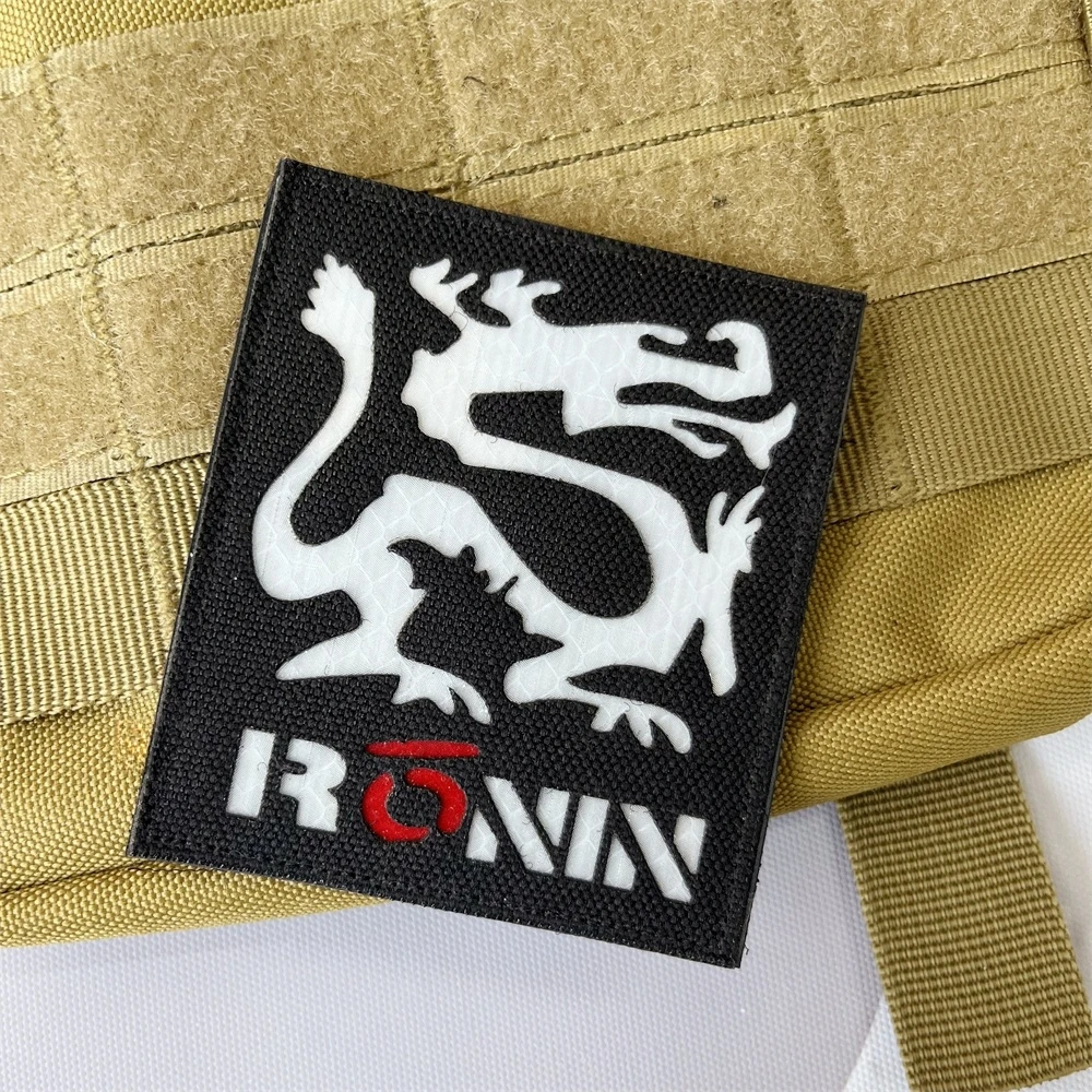 Ronin Drachen reflektierende Patches taktische Moral Abzeichen Rucksack Klett verschluss