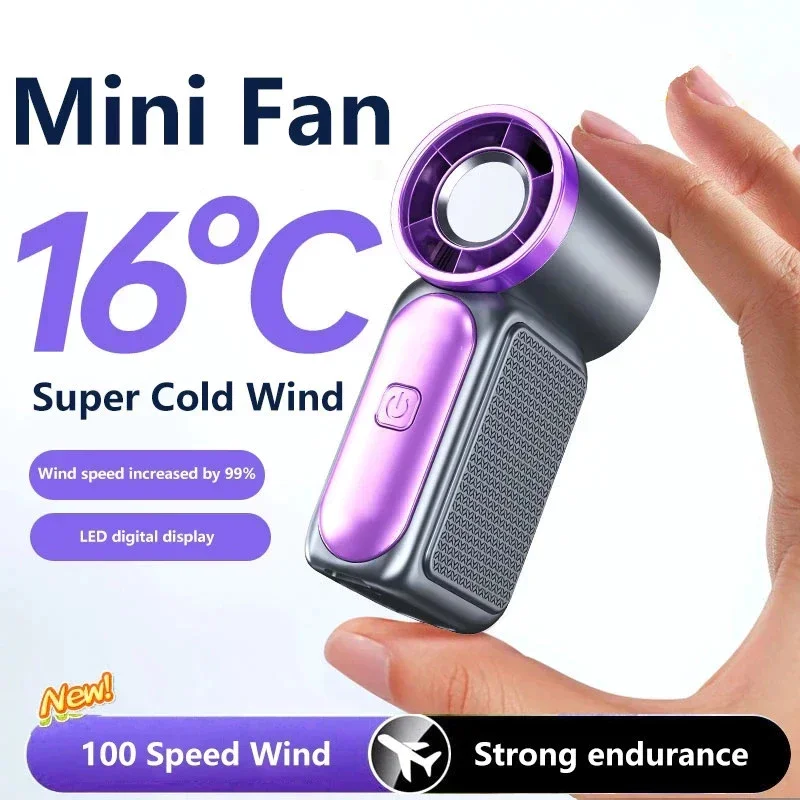 Portable Handheld Mini Fan 5 Speed Adjust Type C Rechargeable Fan Digital Display Desktop Fan Outdoor