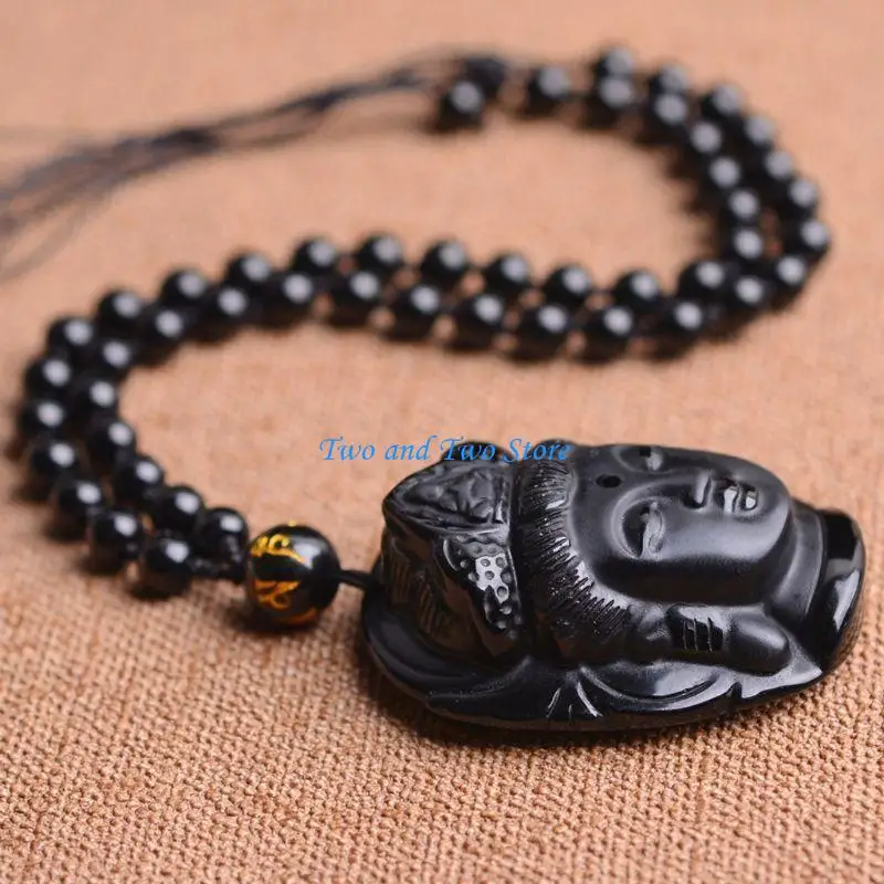 

HX6F Religious Amitabha Pendant Necklace Adjustable Bead Chain Necklace Jewelry for Halloween Xmas