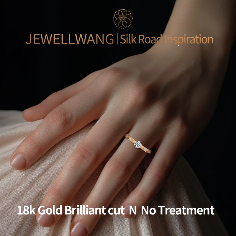

JEWELLWANG 18K Rose Gold Lab Grown Diamond Retro Ring for Women 0.2ct DE VS2 Fashion Jewelry Engagement Wedding Synthetic Ring