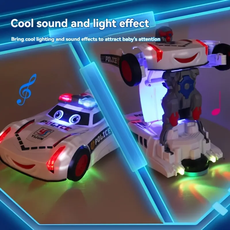 Children's Transforming Police Car Robot Toy with Sound Effects And Lights - Boys' Gift Car