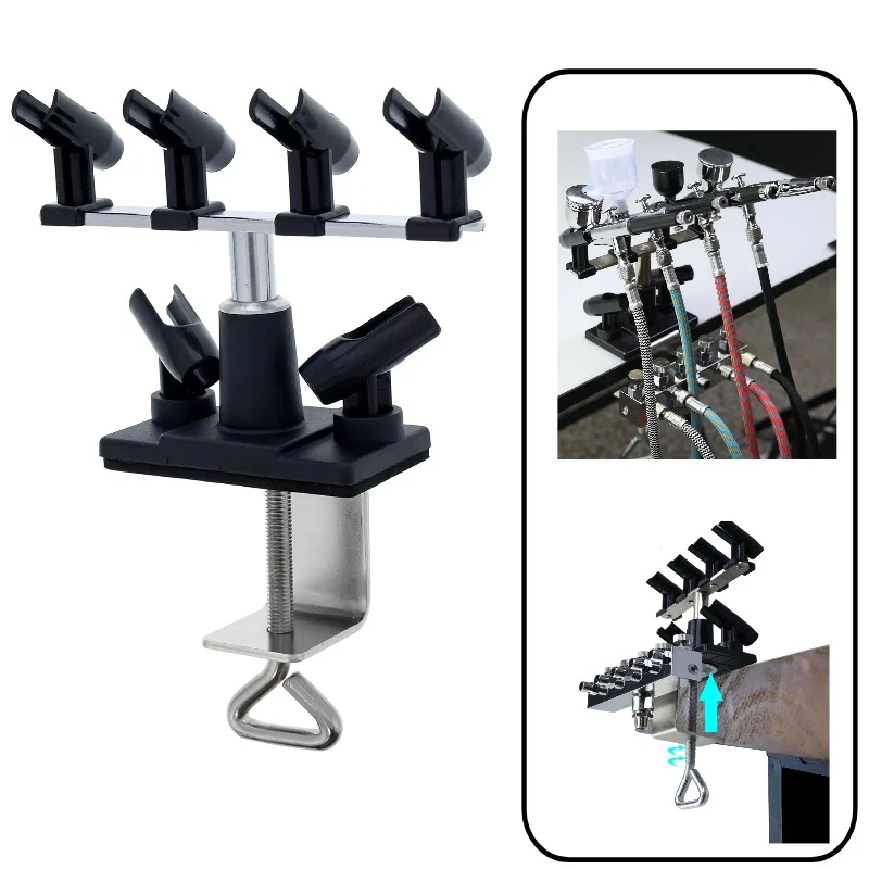 Multiple Airbrush Holder Station with 6-Way Adjustable Splitters Manifold can Hold Up to 6 Airbrushes