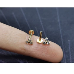 F136 Titanium Lip Labret Piercing Zircon Lip Ring 16G 6/8/10mm Internally Threaded Tragus Conch Piercing Cartilage Helix Earring