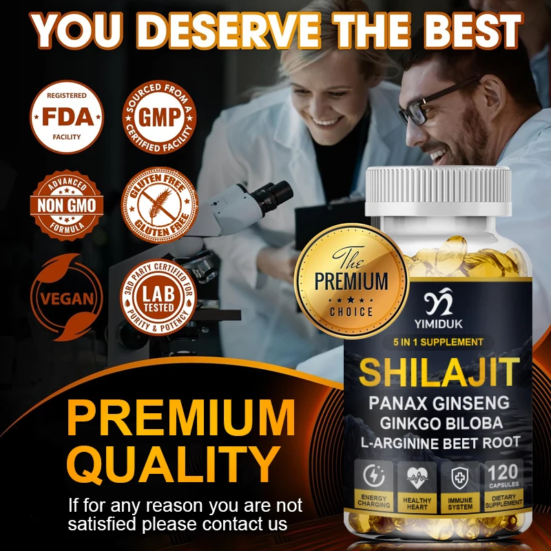 Ginseng Shilajit Original Capsules Immune System Brain Memory Function Health No Stress Male Hormone Balance