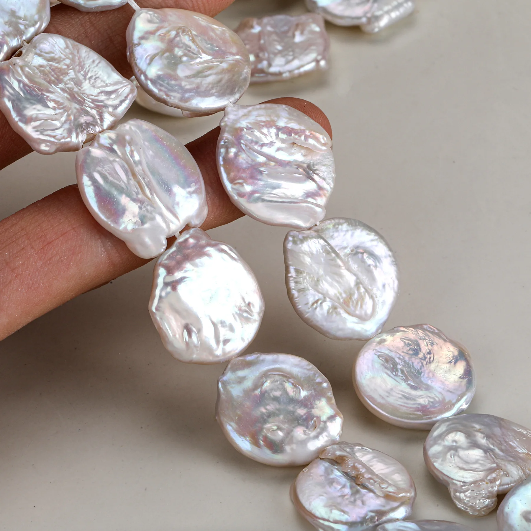 15-16mm Flat Coin Baroque Freshwater Loose Pearls Bulk Beads DIY Supplies For Women Earrings Necklace Bracelet Jewelry Making