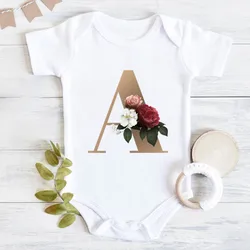 Bodysuit for Infants Newborns Aesthetic Letter Flower Baby Girl Clothes Comfy Summer Soft Girl Baby Body White Free Shipping