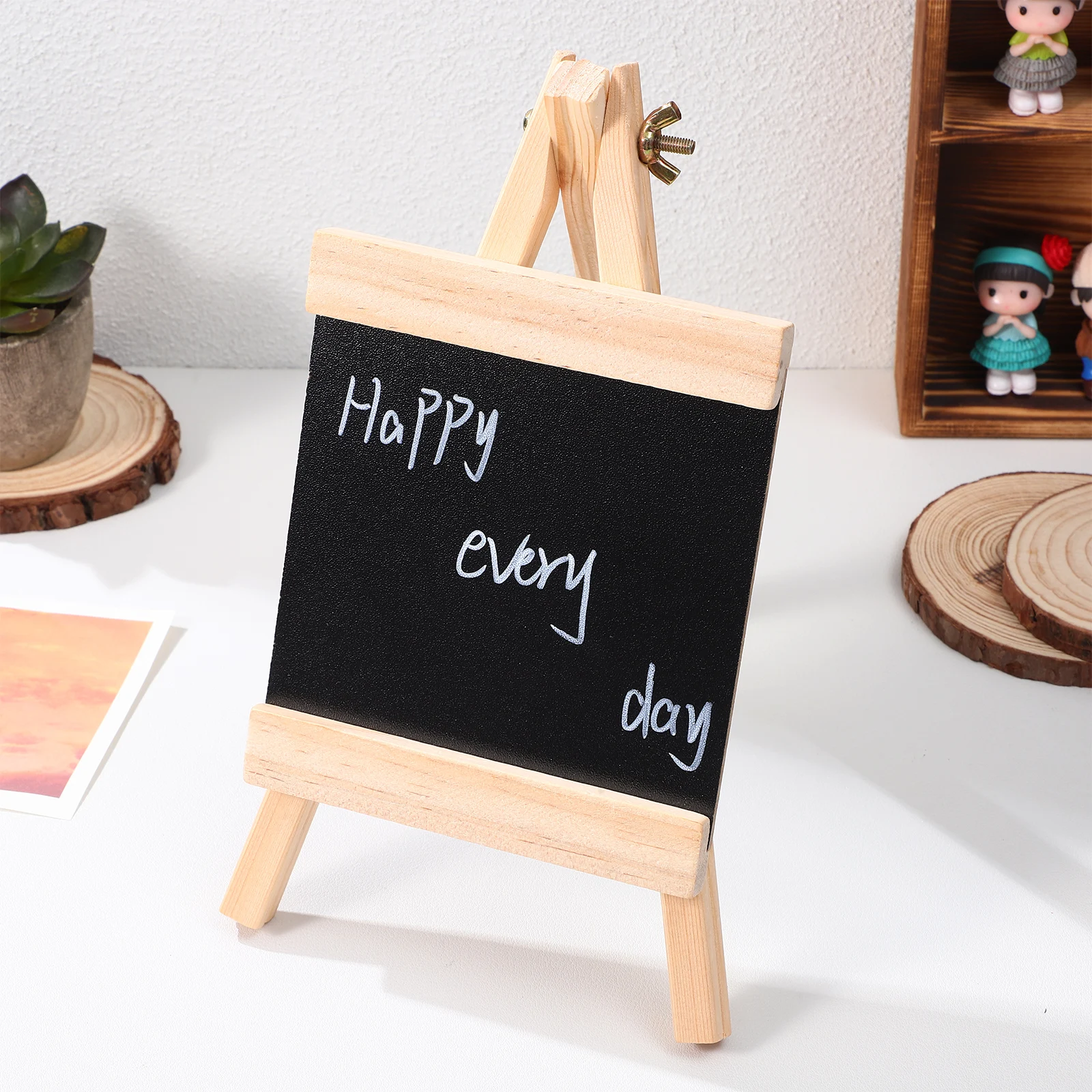 

Decorate Wooden Blackboard Office Chalk Tabletop Chalkboard Sign with Base Stand