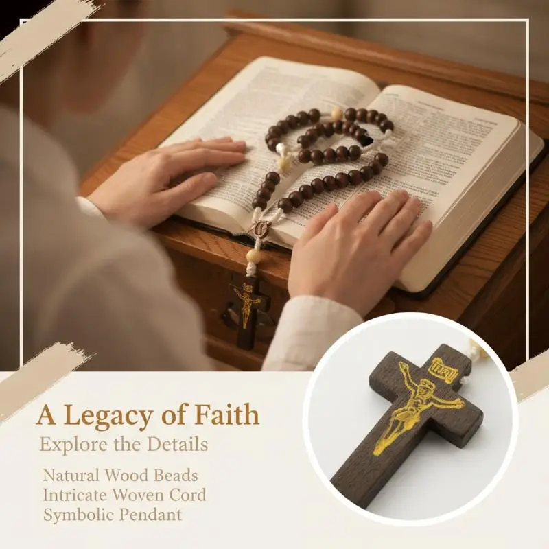 Religious Wood Wood Cross Bracelet For Women Men Wooden Prayer Beads Crucifix Charm Bracelet Fashion Party Jewelry Gift