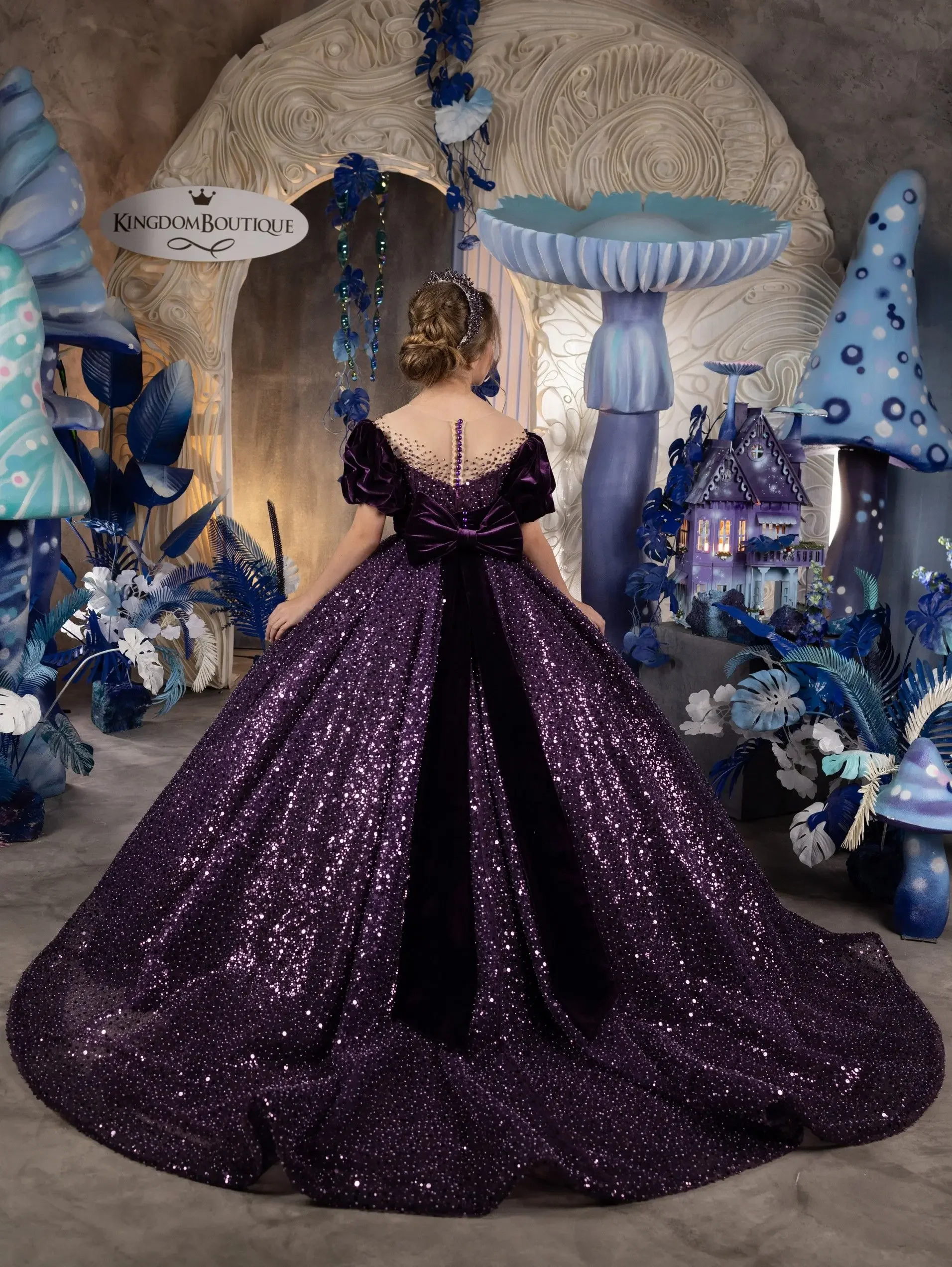 فساتين فتاة الزهور لحفلات الزفاف ترتر طول الأرض للفتيات والأطفال وحفلات أعياد الميلاد والأميرة الأولى بالتواصل المقدس