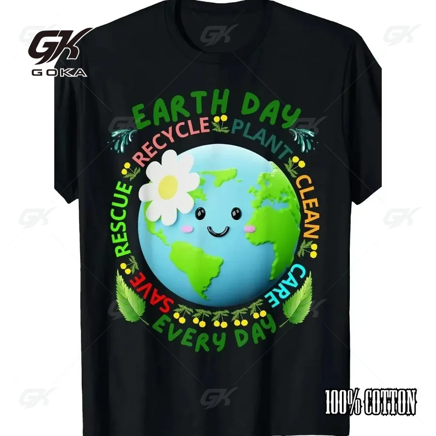 Earth Day Teacher Earth Every Day T Shirt Round Neck Short Sleeve Print Ideal Christmas Gift for Men Dad Husband Grandpa Tops