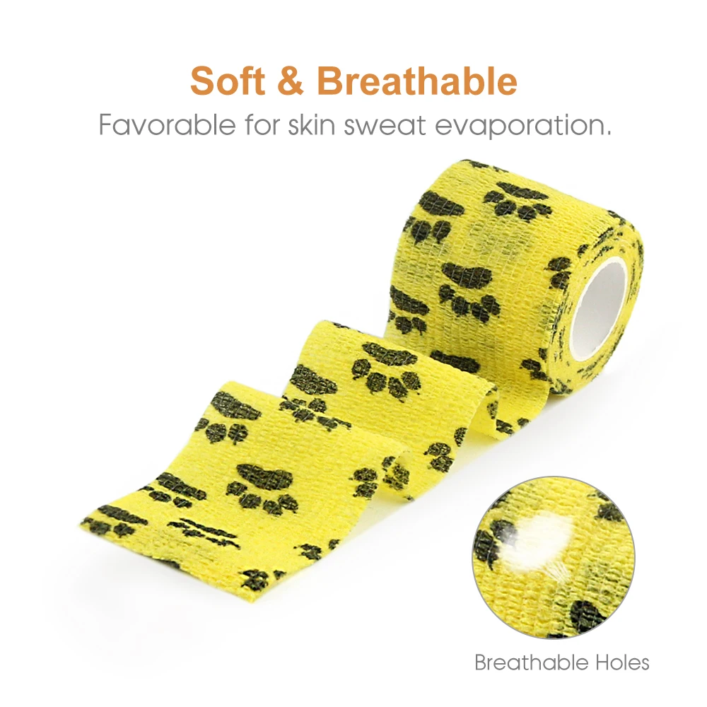 1 piece Bandage Wrap Self Adhesive Bandage Self-Adhesive Non-Woven First Aid Tape for Dog Legs, Paws, Wounds