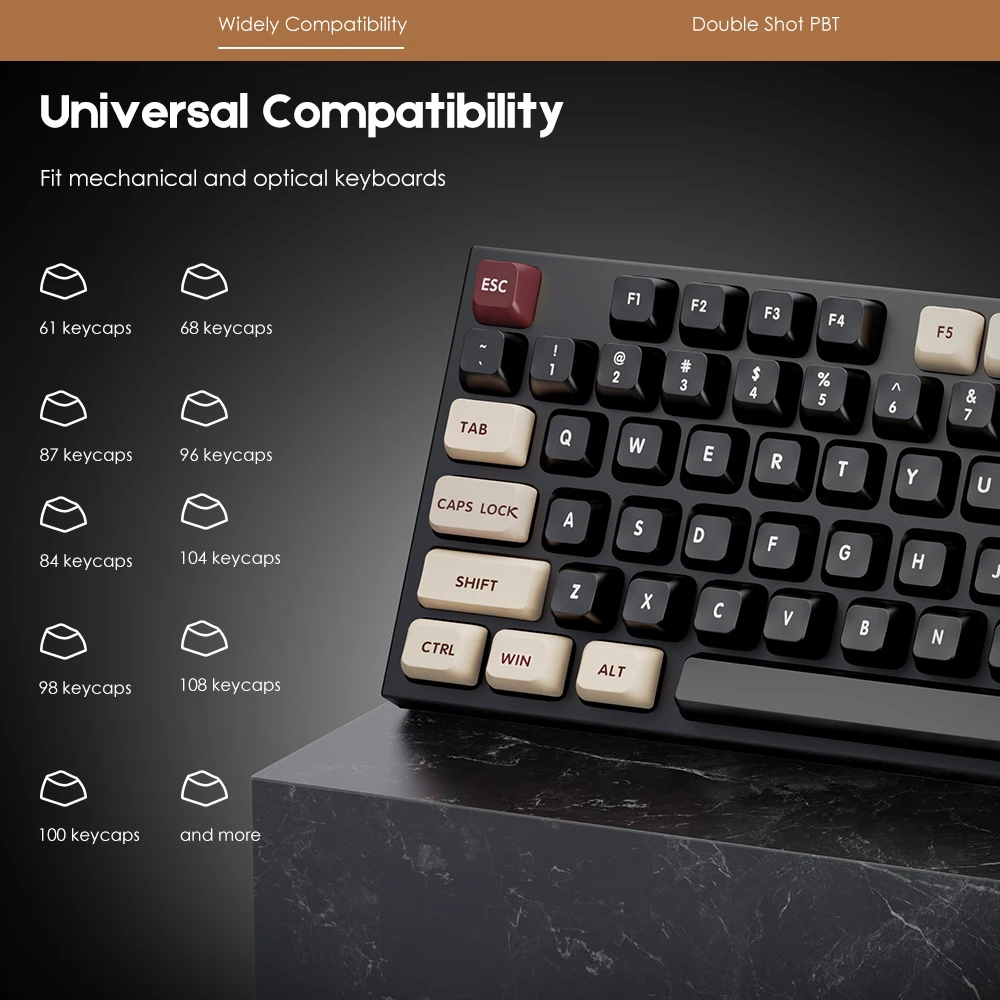 PBT Keycap 150 Key CSA Profile Dual Color Injection Molding For Cherry MX Switches Mechanical Keyboard