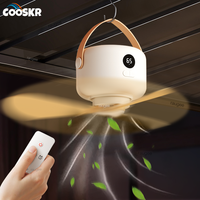 Portable Ceiling Fan Wireless Camping Fan Air Circulators 7200mah Rechargeable Tent Cooler Ceiling Fan with Remote Control Light